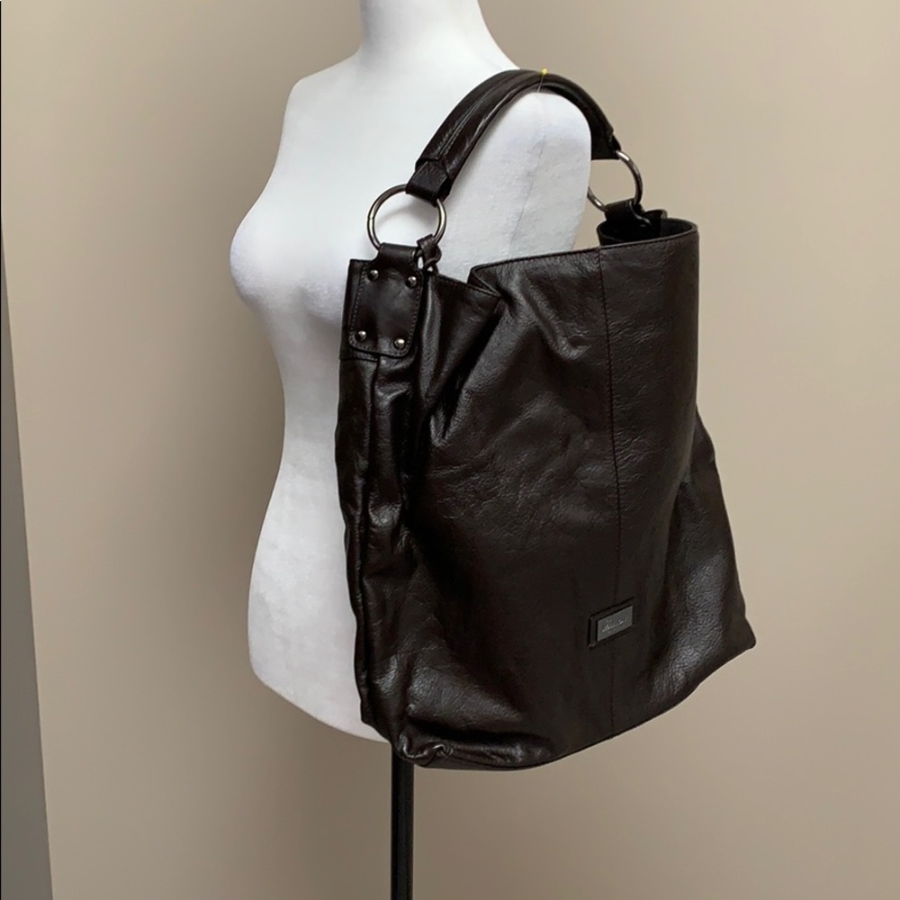 NEW Saldarini chocolate brown leather large bag